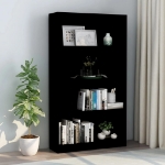 Libreria a 4 Ripiani Nera 80x24x142 cm in Truciolato