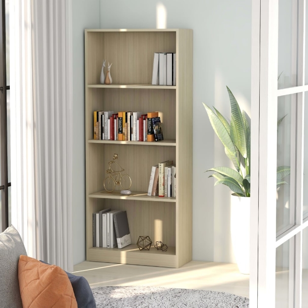 Libreria a 4 Ripiani Rovere Sonoma 40x24x142 cm in Truciolato