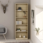 Libreria a 5 Ripiani Rovere Sonoma 60x24x175 cm in Truciolato