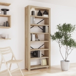 Libreria a 7 Ripiani 80x30x200 cm in Legno Massello di Acacia