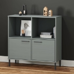 Libreria Gambe Metallo Grigio 90x35x90,5 cm Legno Massello OSLO