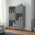 Libreria MOLDE Grigia 90x35x133,5 cm in Legno Massello di Pino