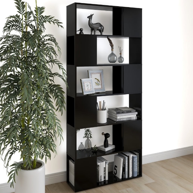 Libreria/Divisorio Nero 80x24x186 cm in Truciolato