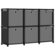Mensola con 6 Vani a Cubo e Scatole Nera 103x30x72,5 cm Tessuto