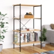 Scaffale con 4 Mensole Nero e Rovere 80x40x130 cm
