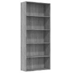 Libreria 5 Ripiani Grigio Sonoma 80x30x189 cm Legno Multistrato