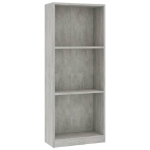 Libreria a 3 Ripiani Cemento 40x24x108 cm in Legno Multistrato