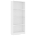 Libreria a 4 Ripiani Bianca 60x24x142 cm in Legno Multistrato