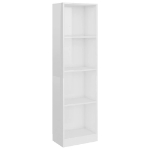 Libreria 4 Ripiani Bianco Lucido 40x24x142 cm Legno Multistrato