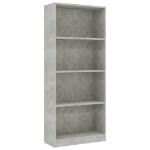 Libreria 4 Ripiani Grigio Cemento 60x24x142cm Legno Multistrato