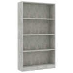 Libreria 4 Ripiani Grigio Cemento 80x24x142cm Legno Multistrato