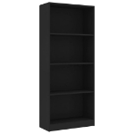 Libreria a 4 Ripiani Nera 60x24x142 cm in Legno Multistrato