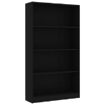 Libreria a 4 Ripiani Nera 80x24x142 cm in Legno Multistrato