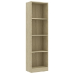 Libreria 4 Ripiani Rovere Sonoma 40x24x142 cm Legno Multistrato