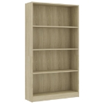 Libreria a 4 Ripiani Rovere Sonoma 80x24x142 cm in Truciolato