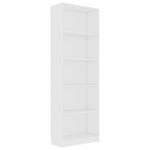 Libreria a 5 Ripiani Bianca 60x24x175 cm in Legno Multistrato