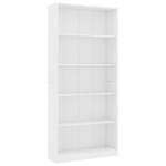 Libreria a 5 Ripiani Bianca 80x24x175 cm in Legno Multistrato