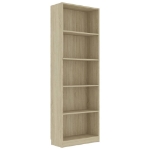 Libreria 5 Ripiani Rovere Sonoma 60x24x175 cm Legno Multistrato