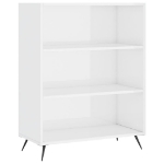 Libreria Bianco Lucido 69,5x32,5x90 cm in Legno Multistrato