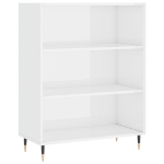 Libreria Bianco Lucido 69,5x32,5x90 cm in Legno Multistrato