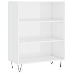 Libreria Bianco Lucido 69,5x32,5x90 cm in Legno Multistrato