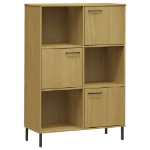 Libreria con Gambe Metallo Marrone 90x35x128,5 cm Massello OSLO