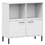 Libreria Gambe Metallo Bianco 90x35x90,5 cm Legno Massello OSLO