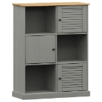 Libreria VIGO 90x35x114,5 cm in Legno Massello di Pino Grigio