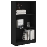 Libreria a 3 Ripiani Nera 60x24x109 cm in Legno Multistrato