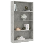 Libreria a 4 Ripiani Grigio Cemento 80x24x142 cm in Truciolato