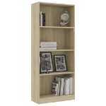 Libreria 4 Ripiani Rovere Sonoma 60x24x142 cm Legno Multistrato