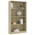 Libreria 4 Ripiani Rovere Sonoma 80x24x142 cm Legno Multistrato