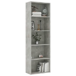 Libreria 5 Ripiani Grigio Cemento 60x30x1789 Legno Multistrato