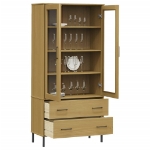 Libreria con Gambe Metallo Marrone 85x35x172,5 cm Massello OSLO