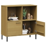 Libreria con Gambe Metallo Marrone 90x35x90,5 cm Massello OSLO