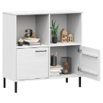 Libreria Gambe Metallo Bianco 90x35x90,5 cm Legno Massello OSLO