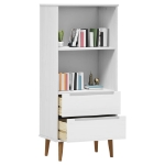 Libreria MOLDE Bianca 60x35x133,5 cm in Legno Massello di Pino