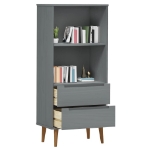 Libreria MOLDE Grigia 60x35x133,5 cm in Legno Massello di Pino