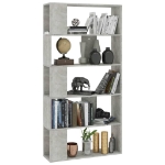 Libreria/Divisorio Grigio Cemento 80x24x159cm Legno Multistrato