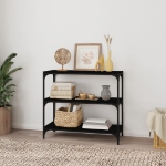 Mobile Porta Libri Nero 80x33x70,5 cm Legno Multistrato Acciaio