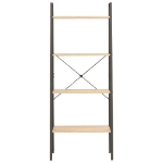 Scaffale Autoportante 4 Ripiani Marrone Chiaro Nero 56x35x140cm