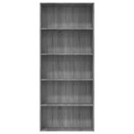 Libreria 5 Ripiani Grigio Sonoma 80x30x189 cm Legno Multistrato