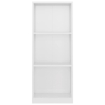 Libreria a 3 Ripiani Bianco Lucido 40x24x108 cm in Truciolato