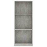 Libreria a 3 Ripiani Grigio Cemento 40x24x108 cm in Truciolato