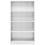 Libreria a 4 Ripiani Bianco Lucido 80x24x142 cm in Truciolato