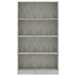 Libreria a 4 Ripiani Grigio Cemento 80x24x142 cm in Truciolato