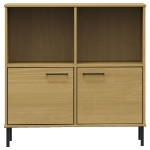 Libreria con Gambe Metallo Marrone 90x35x90,5 cm Massello OSLO