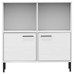 Libreria Gambe Metallo Bianco 90x35x90,5 cm Legno Massello OSLO