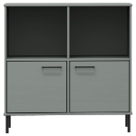 Libreria Gambe Metallo Grigio 90x35x90,5 cm Legno Massello OSLO