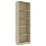 Libreria a 5 Ripiani Rovere Sonoma 60x24x175 cm in Truciolato